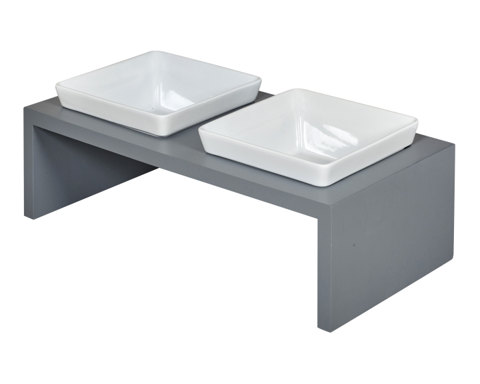 Moderno Double Wood Feeder Grey