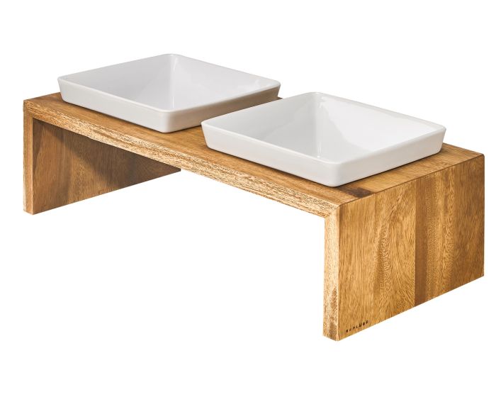 Artisan Double Wood Feeder Bamboo