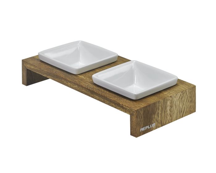Artisan Double Wood Feeder Bamboo