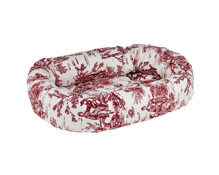 Donut Bed Raspberry Toile